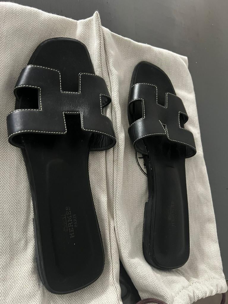 Slippers hermes maat 40.5, Slippers, Zwart, Ophalen of Verzenden, Zo goed als nieuw