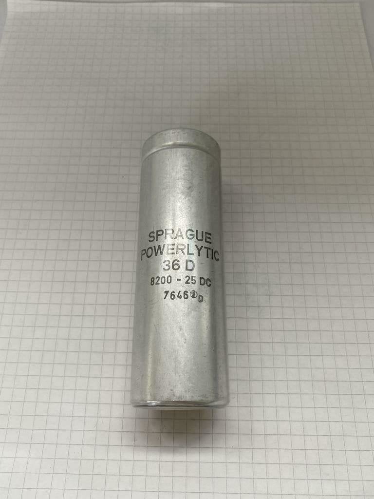 Sprague powerlytic 36D 8200uF 25V aluminium beker-elco, Ophalen of Verzenden, Zo goed als nieuw, Spraque, NA