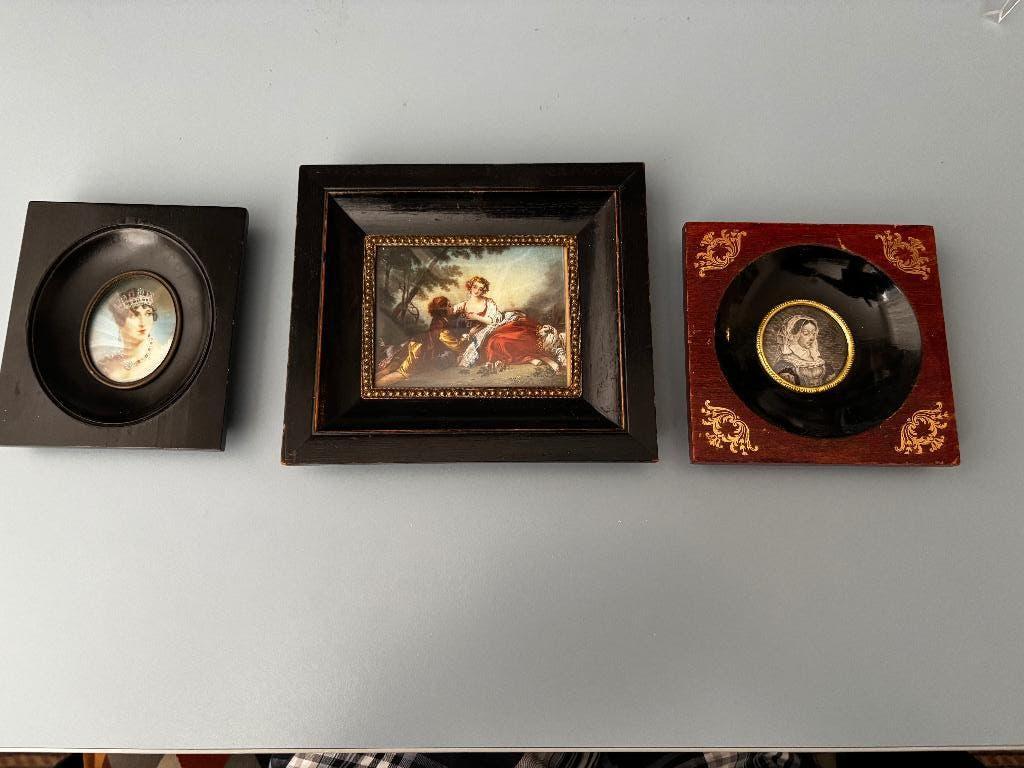 3 oude miniatuur prentjes, Antiek en Kunst, Ophalen of Verzenden