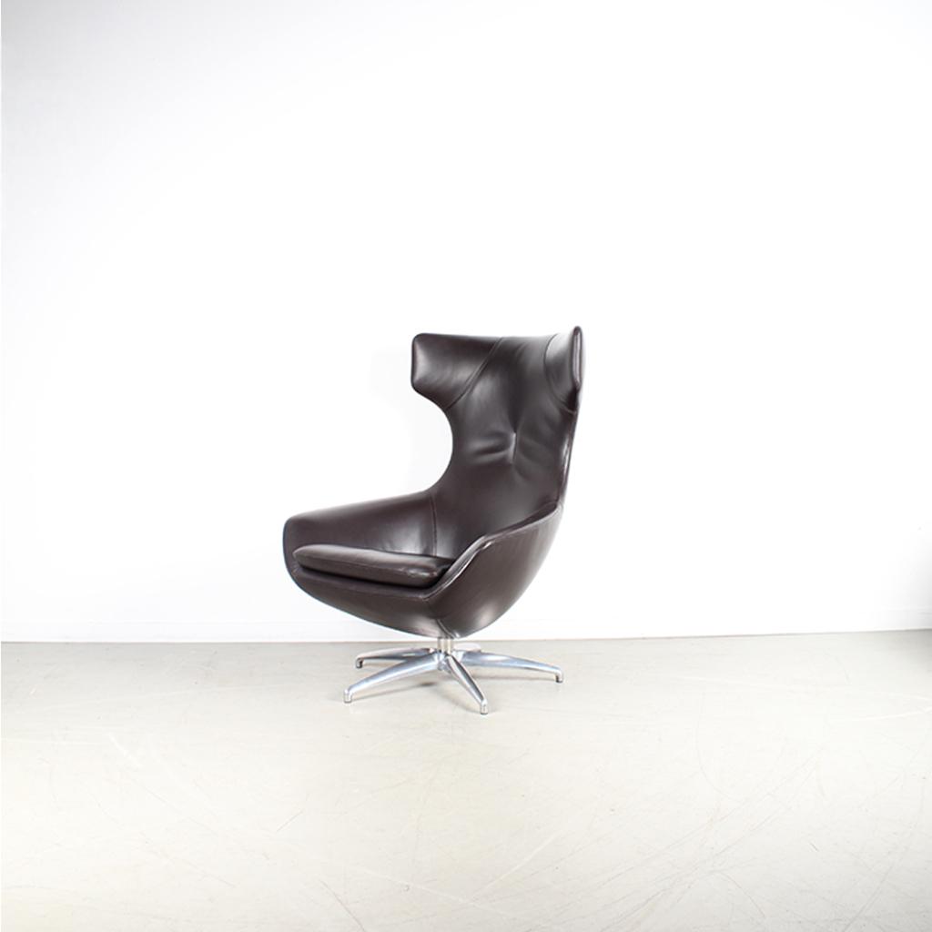 1x Leolux Caruzzo PLUS Fauteuil Bruin Leer – Chroom, Niet ingevuld, Niet ingevuld, 75 tot 100 cm, Zo goed als nieuw