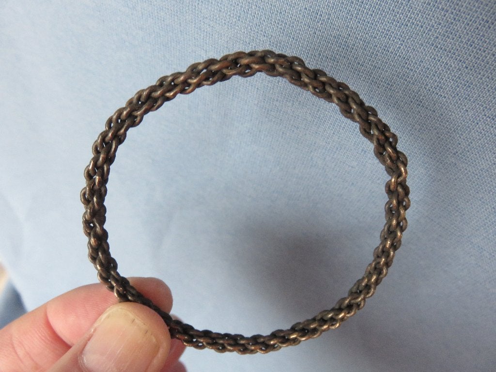 Armband  gevlochten - 18e - 20e eeuw - bodemvondst, Ophalen of Verzenden, Koper, Armband