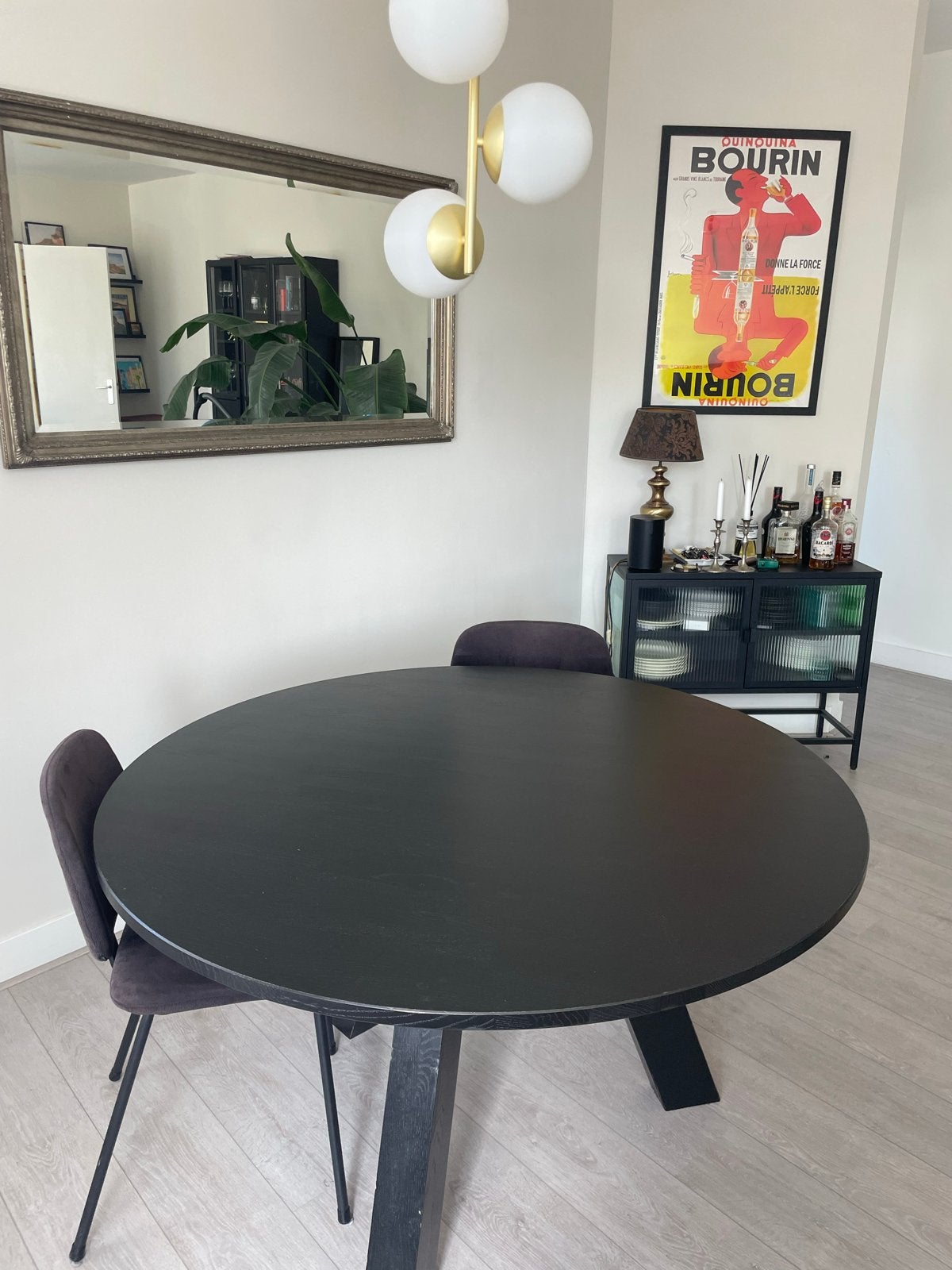 Woood Rhonda eikenhouten eettafel - 129cm, zwart, Huis en Inrichting, Tafels | Eettafels, Ophalen, 100 tot 150 cm, Zo goed als nieuw