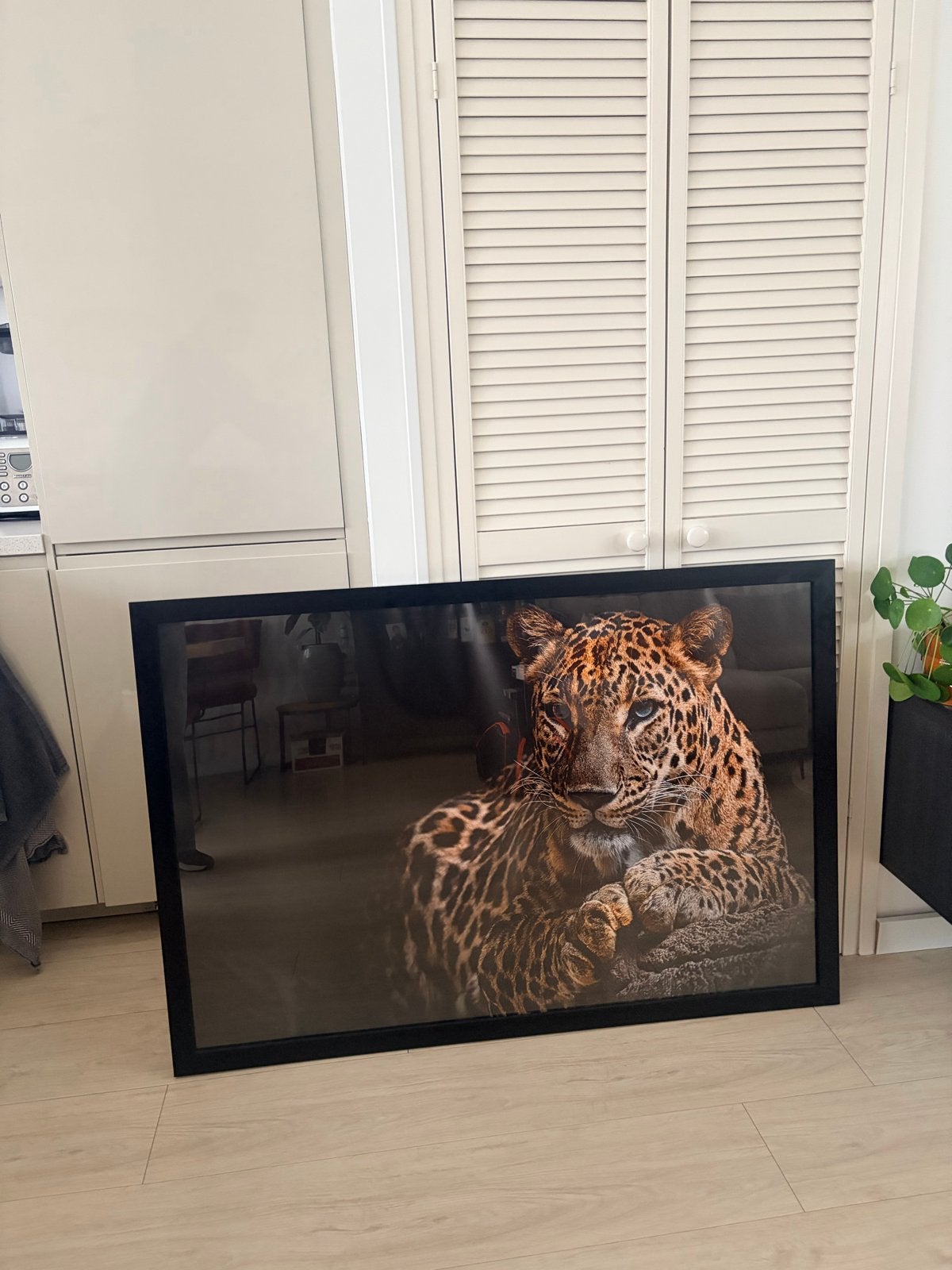 Groot ingelijst schilderij van een luipaard, Ophalen, Realistisch, Dieren, Print