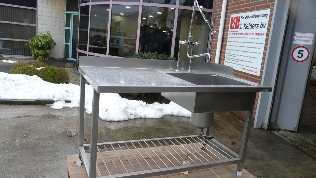RVS spoelkeuken met voorspoeldouche, Ophalen, 75 cm of meer, 150 tot 200 cm, Nieuw