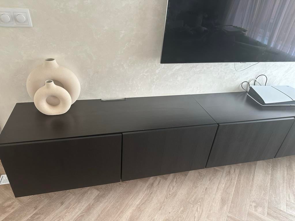 IKEA Besta TV meubel - 3 meter lang - Zwartbruin, Huis en Inrichting, Kasten | Televisiemeubels, Ophalen, Overige materialen, Zo goed als nieuw