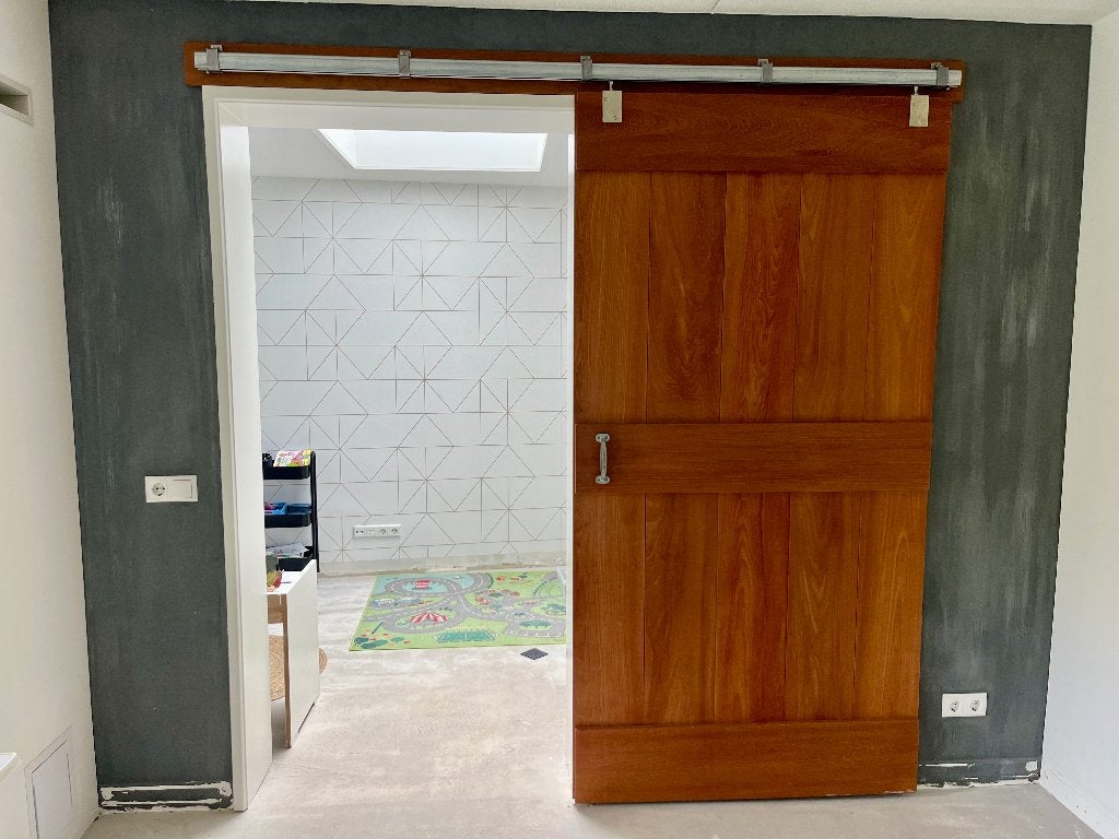 Henderson houten schuifdeur met railsysteem 220x115 cm, Doe-het-zelf en Verbouw, Deuren en Horren, Ophalen, 120 cm of meer, Binnendeur