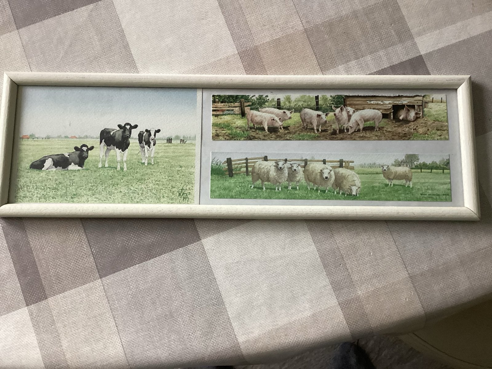 Ingel prints van koeien, varkens en schapen Wiebe v.d. Zee, Huis en Inrichting, Minder dan 50 cm, Gebruikt, Ophalen of Verzenden