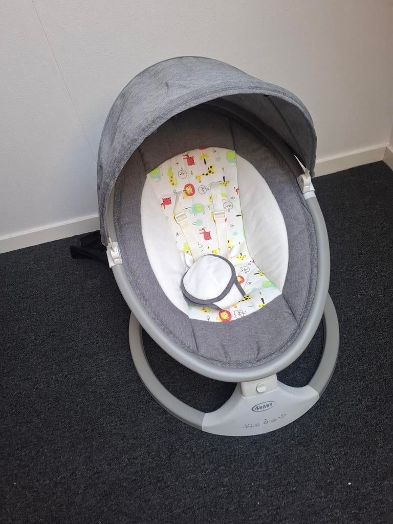 Schommelstoel baby 4BABY grijs met dierenprint, Ophalen
