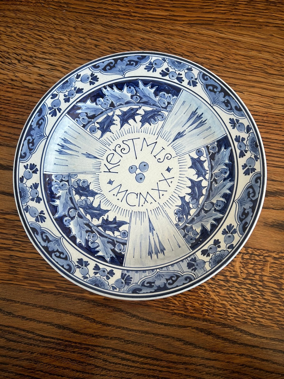 Antiek Delfts blauw kerstbord , Porceleyne Fles , 1920, Ophalen of Verzenden