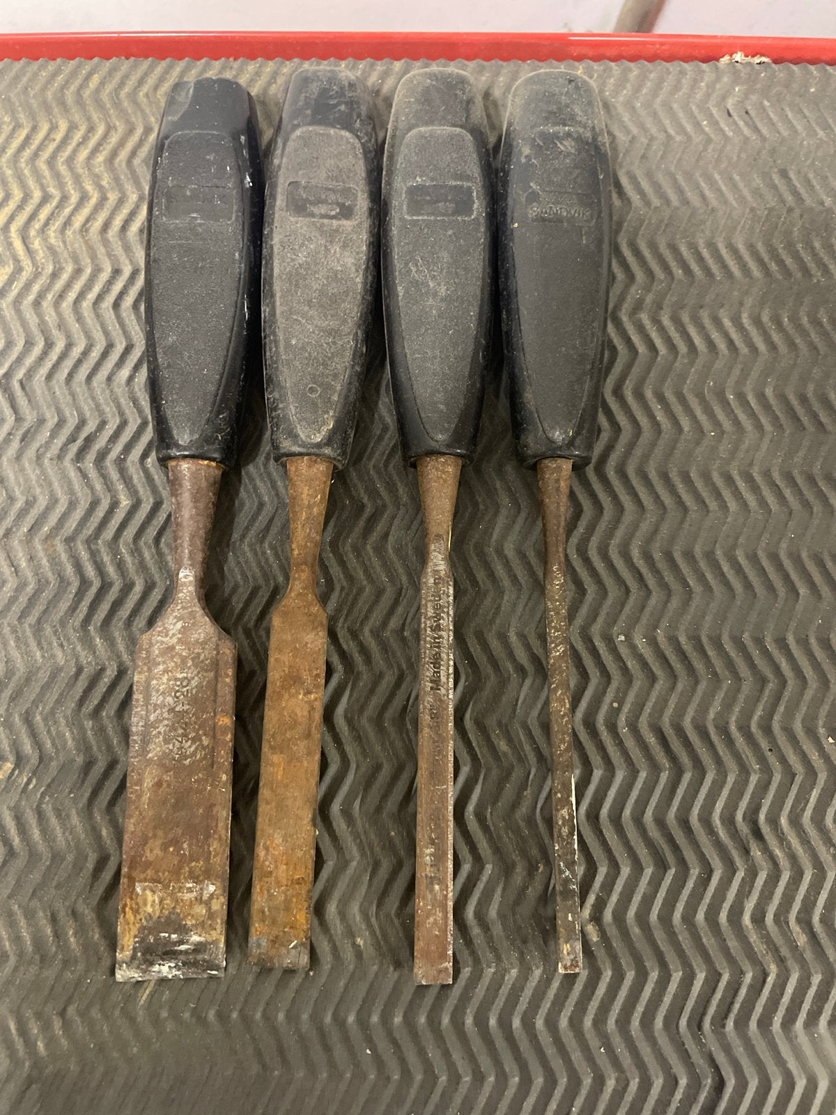 4 gebruikte Sandvik beitels, Doe-het-zelf en Verbouw, Ophalen of Verzenden, Gebruikt, Beitel, Overige merken