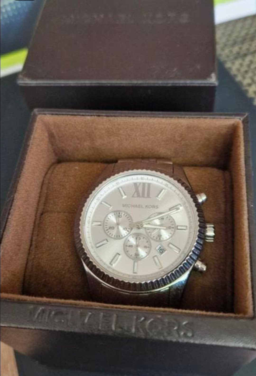 Michael Kors horloge - Zilverkleurig, Leer, Staal, Polshorloge, Zo goed als nieuw