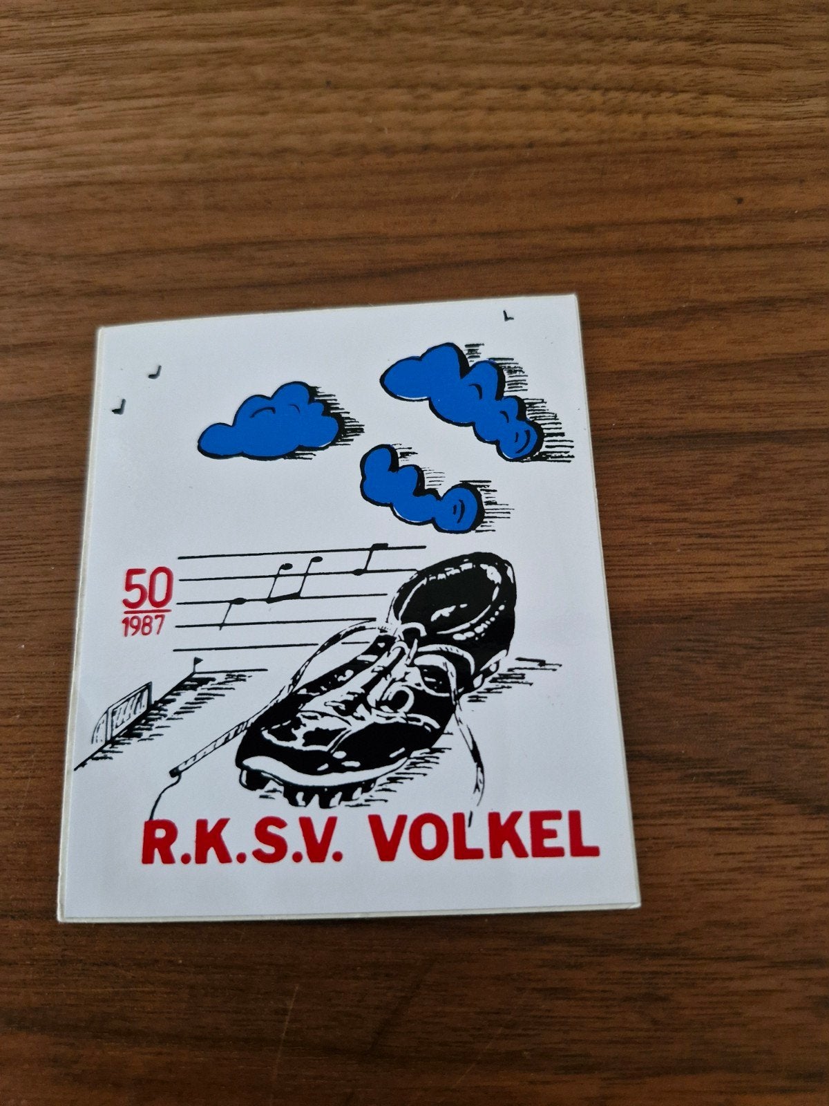 9971 Vintage R.K.S.V. Volkel Sticker - 50 Jaar 1987, Ophalen of Verzenden, Gebruikt, Sport