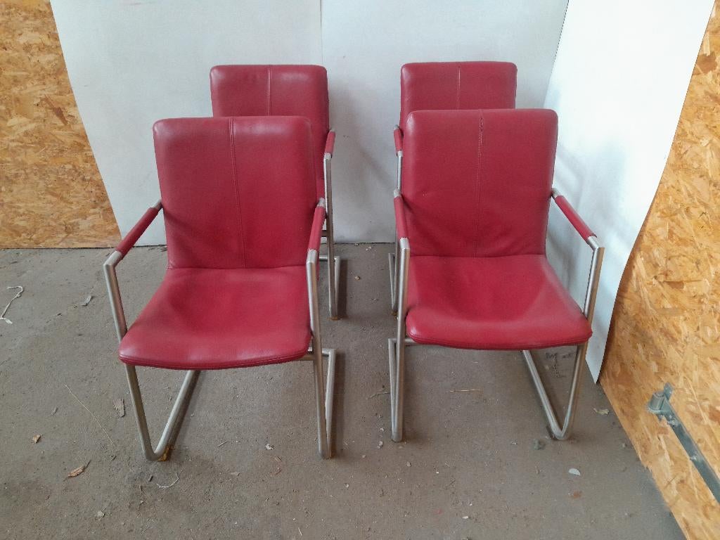 stoelen rood, bordeaux rood, eetkamerstoelen, Ophalen of Verzenden, Rood, Vier
