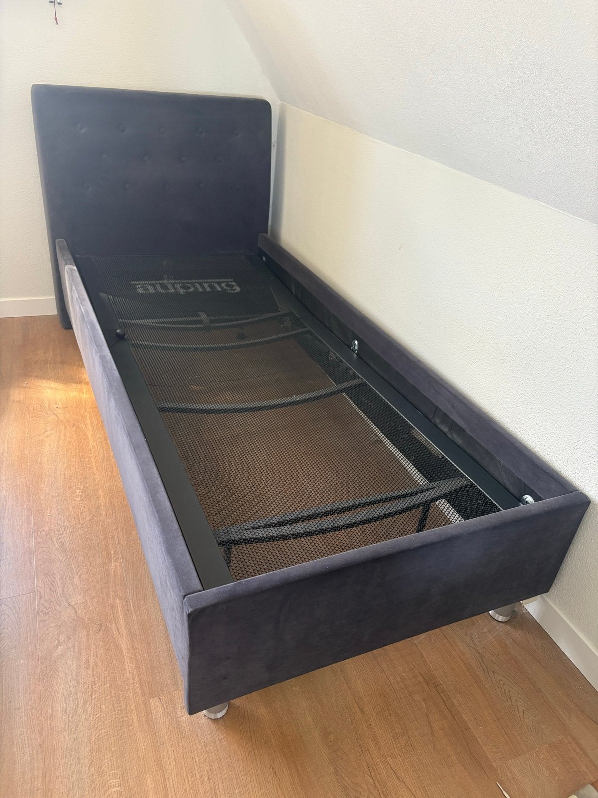 Eenpersoonsbed met verstelbare spiraalbodem van auping, Ophalen, 90 cm, Eenpersoons, Blauw
