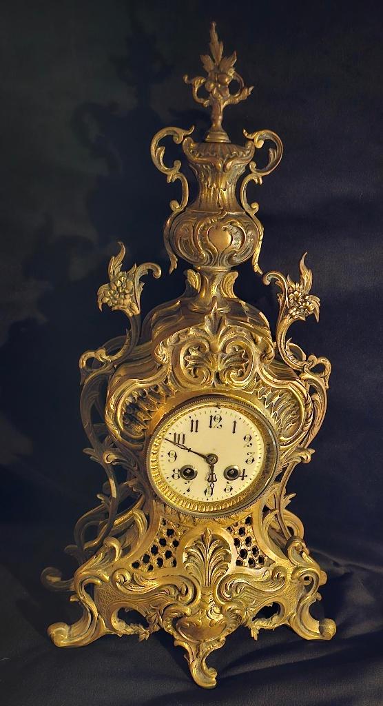 antieke franse pendule barok style / brons    klok, Ophalen