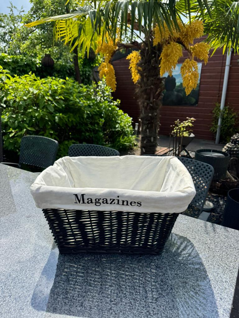 Rieten mand gestoffeerd, Ophalen of Verzenden, Zo goed als nieuw, Rond, Riet
