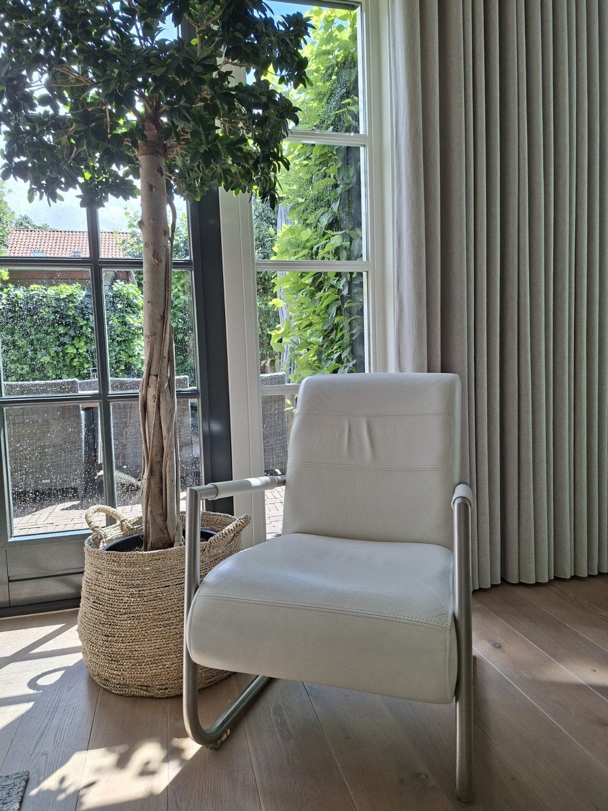 Leren fauteuil, Ophalen, Wit, Leer, Eén