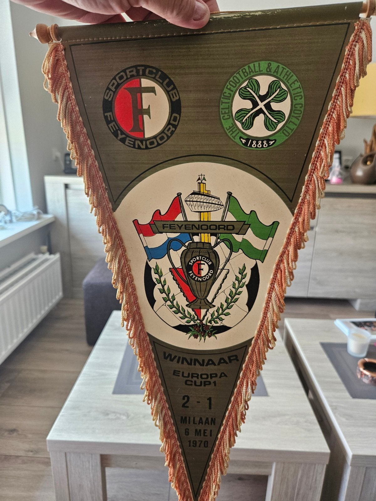 Feyenoord Europa Cup 1 Vaantje 1970 - Winnaar Milaan, Verzamelen, Ophalen, Gebruikt, Feyenoord, Vaantje of Sjaal