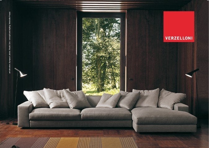 Verzelloni Holden - grijze hoekbank met chaise longue, Ophalen, Gebruikt, 100 tot 125 cm, Hoekbank