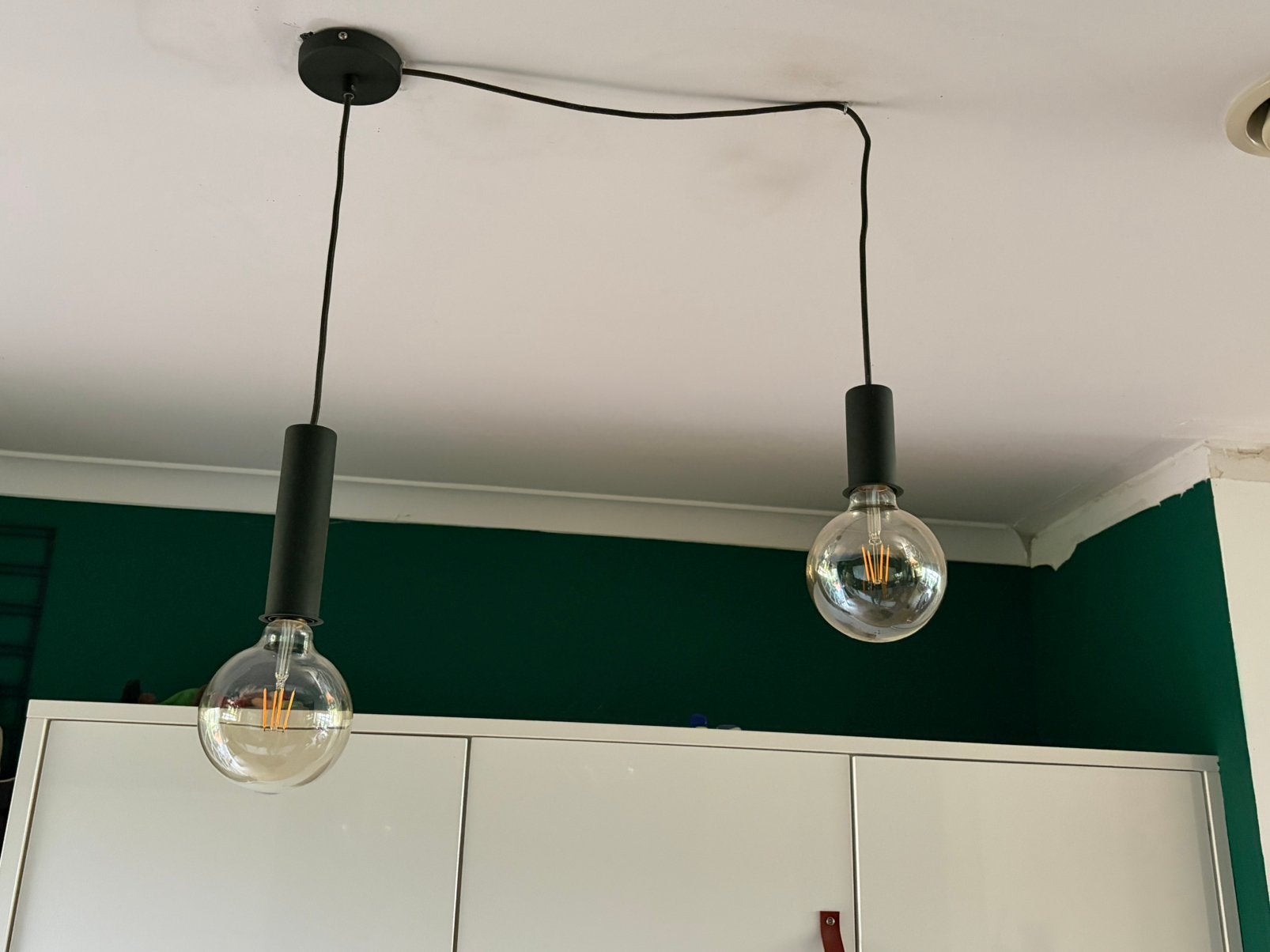 Ferm Living Groene Lamp Socket - 2 stuks (high en low), Zo goed als nieuw, Metaal, Industrieel, scandinavisch, E27 (groot)