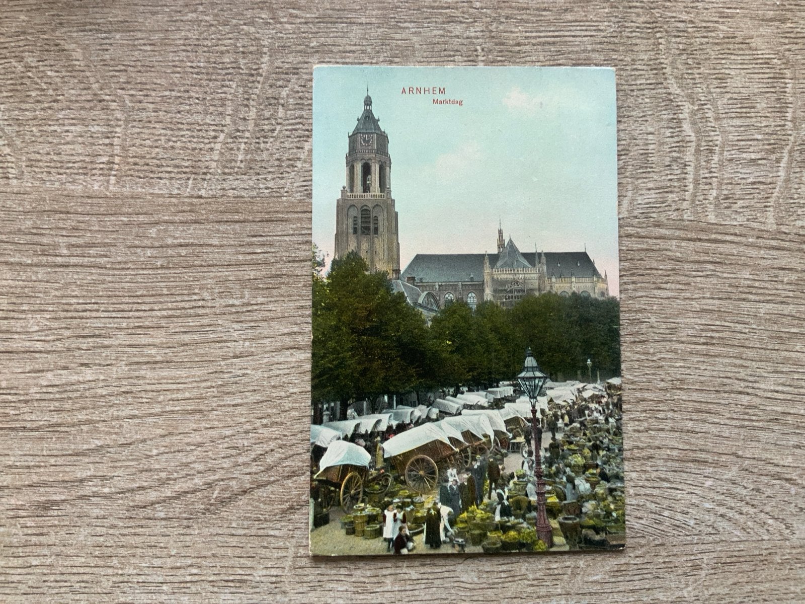 Arnhem Markt met Grote Kerk (1912), Ophalen of Verzenden, Voor 1920, Gelopen, Gelderland