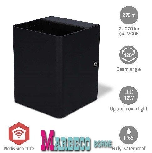 Buitenlamp SmartLife, Up- en Down light, RGB, Warm Wit, Alum, Nedis SmartLife, Minder dan 50 watt, Wandlamp, Netvoeding