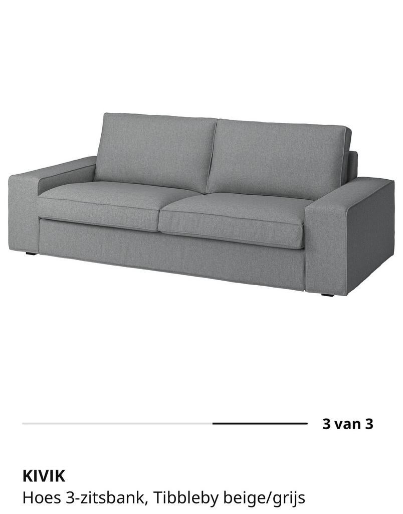Hoes IKEA kivik 3 zits met armleuningen, Ophalen, Tweepersoons, 75 tot 100 cm, Zo goed als nieuw