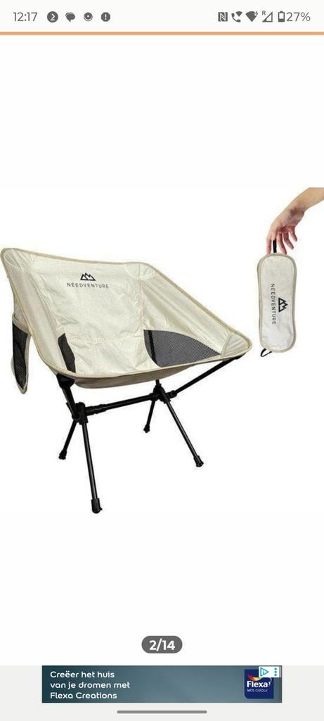 Needventure Ultralight stoel zoals Helinox NIEUW ONGEBRUIKT, Caravans en Kamperen, Kampeermeubelen, Ophalen of Verzenden, Nieuw
