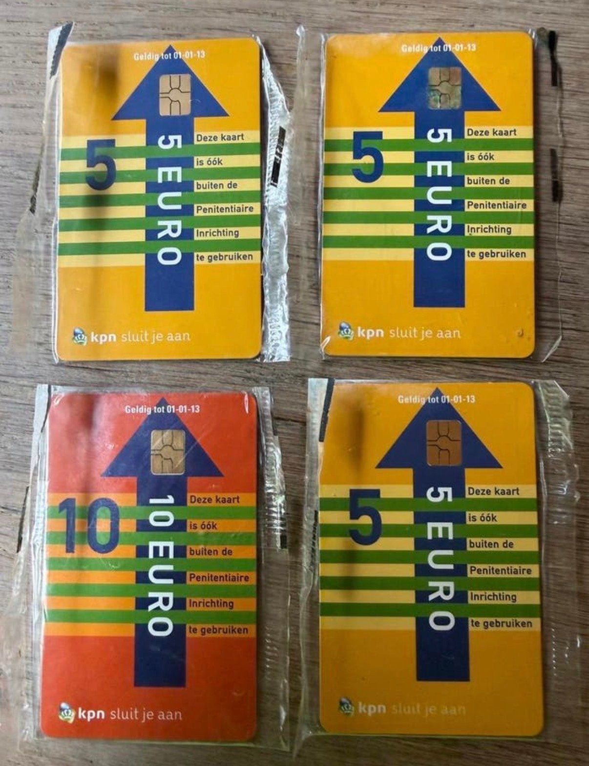 Set van 4 ongebruikte KPN telefoonkaarten (3x €5, 1x €10), Ophalen of Verzenden, Nederland