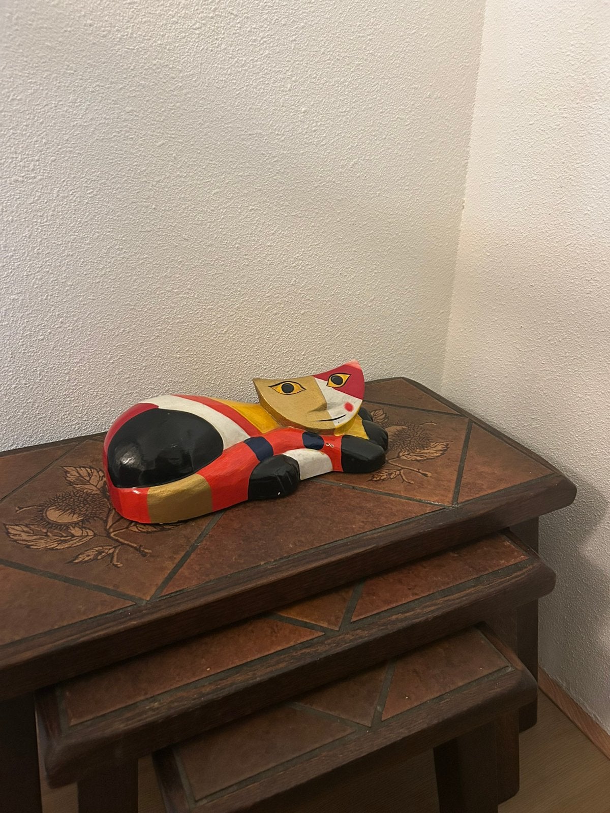 Handbeschilderde kleurrijke kat – Wachtmeister stijl, Ophalen of Verzenden, Gebruikt, Dier