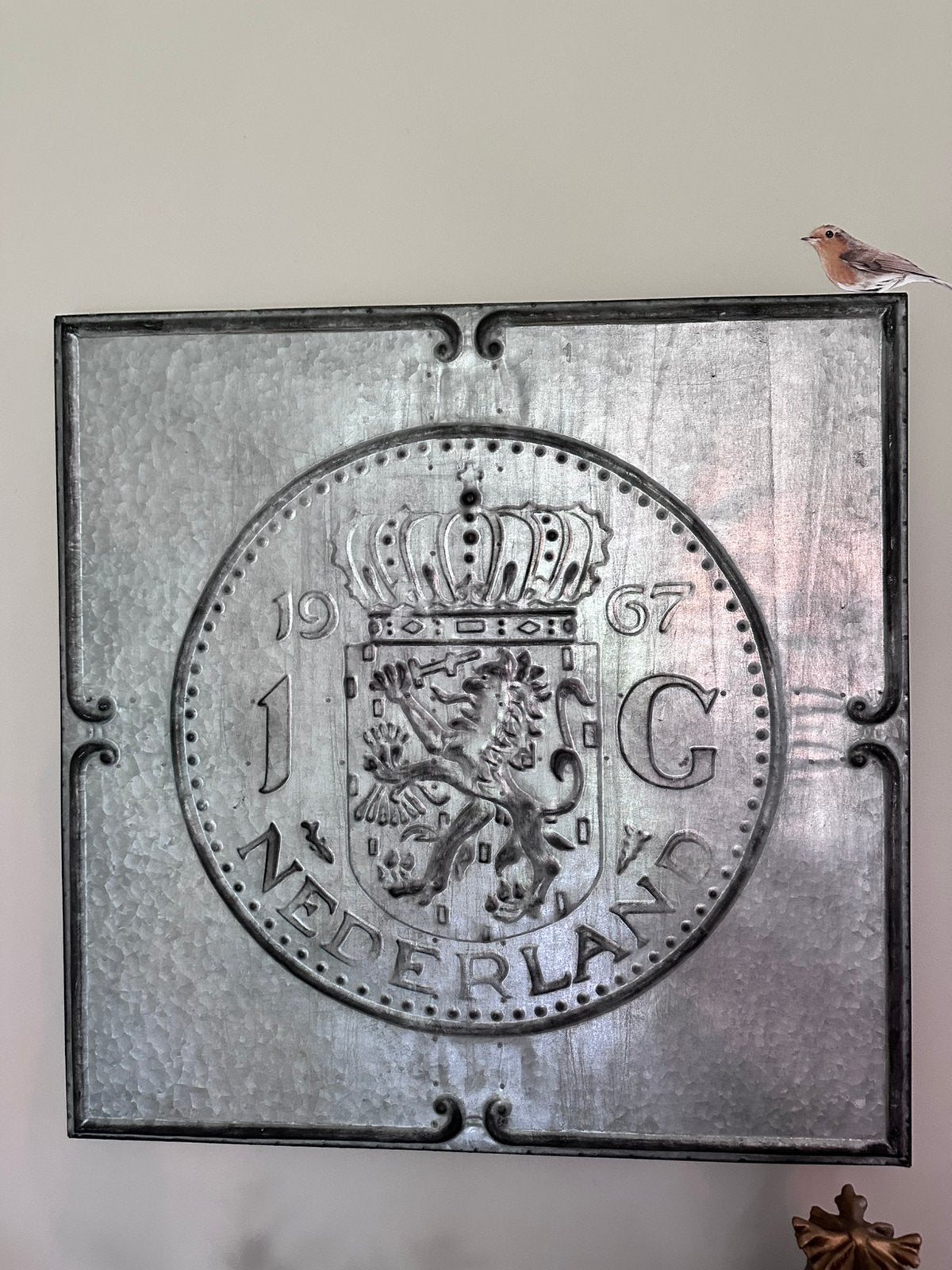 Wanddecoratie van zink, Ophalen, Metaal, 72 cm, Zo goed als nieuw