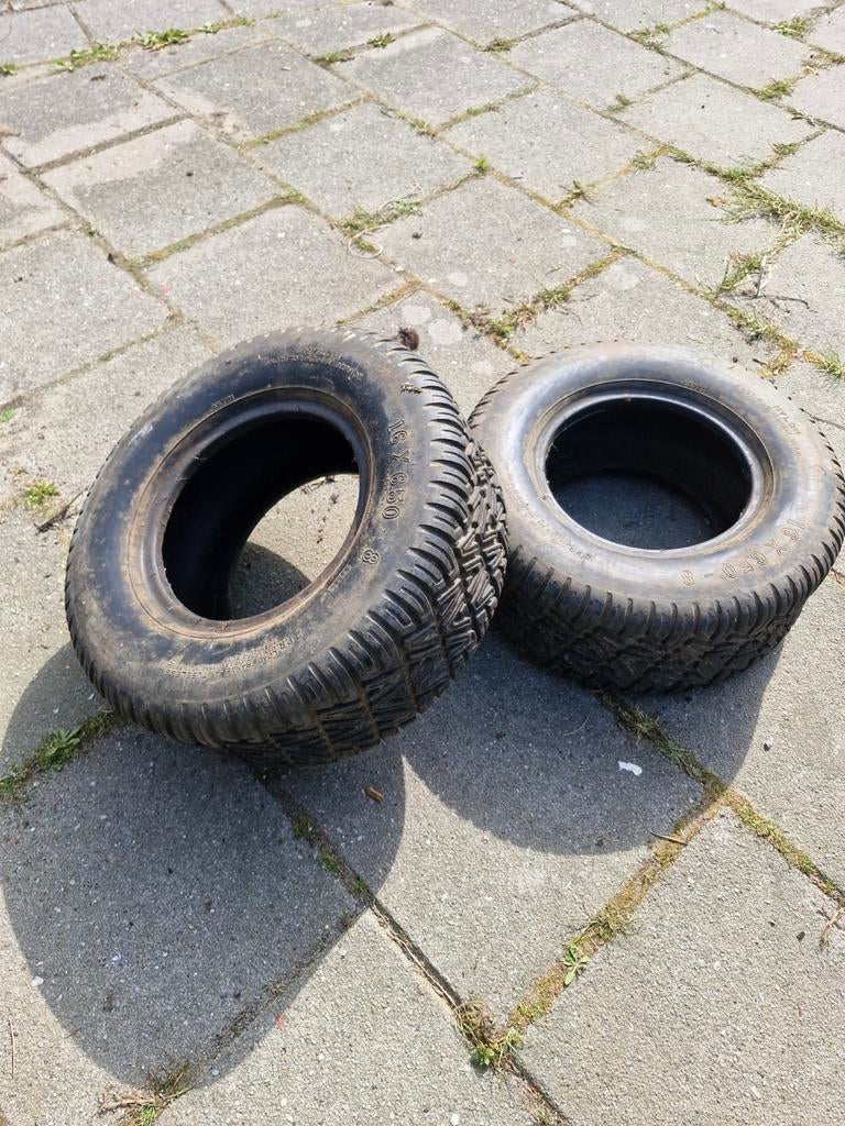Twee gebruikte banden 16x6.50-8, Tuin en Terras, Ophalen, Gebruikt