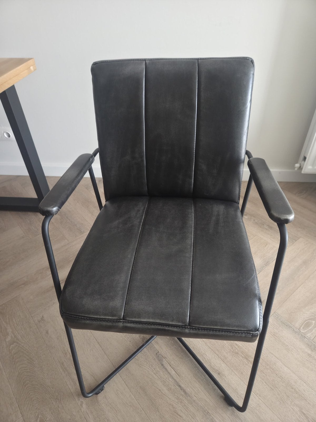 8 industriele eetkamerstoelen met armleuningen, Ophalen, Overige materialen, Gebruikt, Zwart