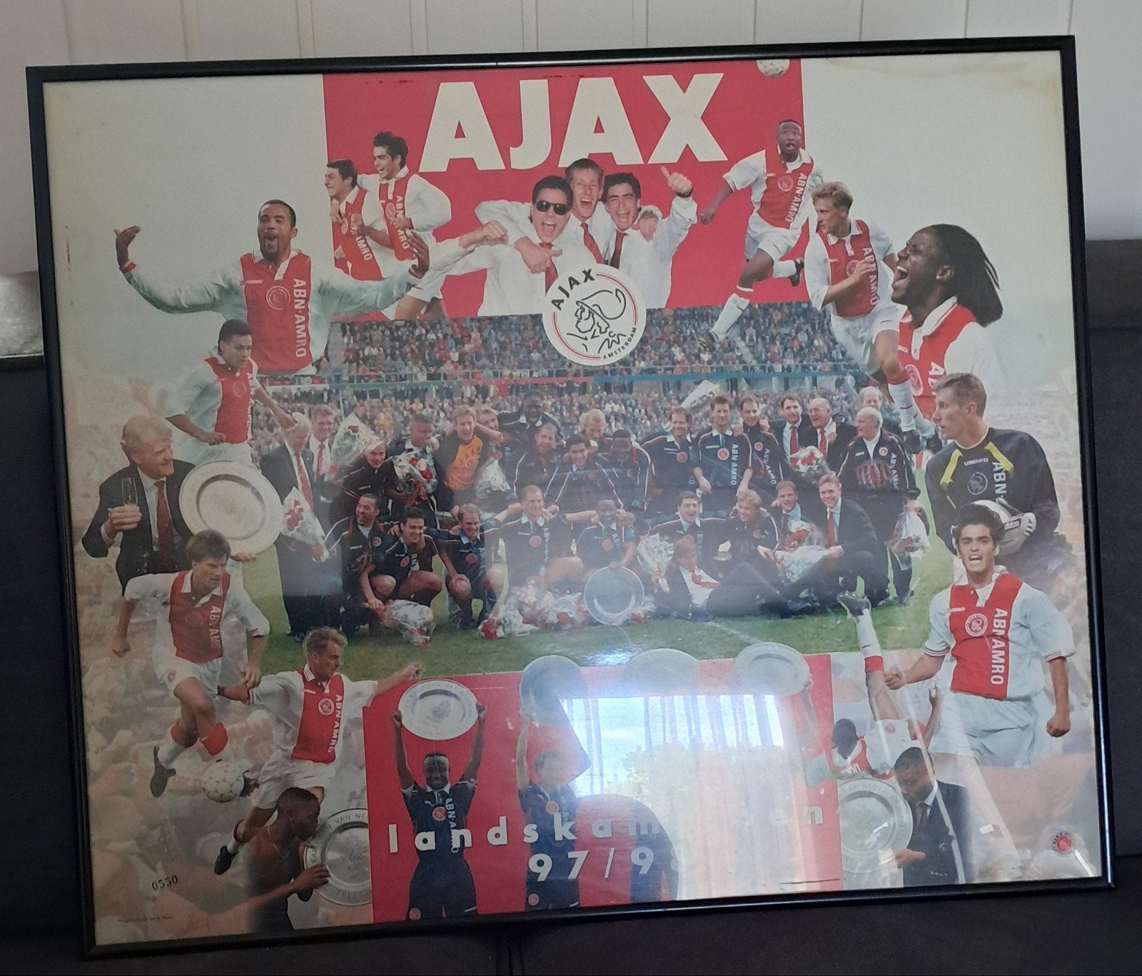 Ajax Landskampioen 97/98 Poster Ingelijst, Ophalen of Verzenden, Gebruikt, Ajax