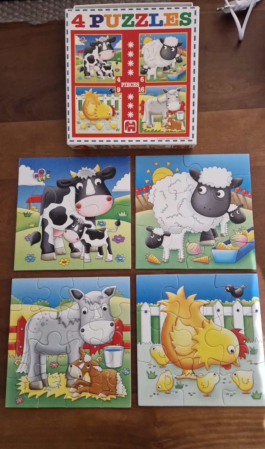 4 dierenpuzzels, Ophalen of Verzenden, Minder dan 10 stukjes, Zo goed als nieuw, 2 tot 4 jaar
