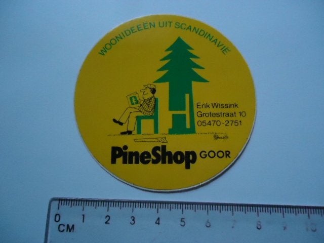 sticker oud GOOR Erik Wissink Pineshop scandinavie strip, Verzenden, Zo goed als nieuw, Bedrijf of Vereniging
