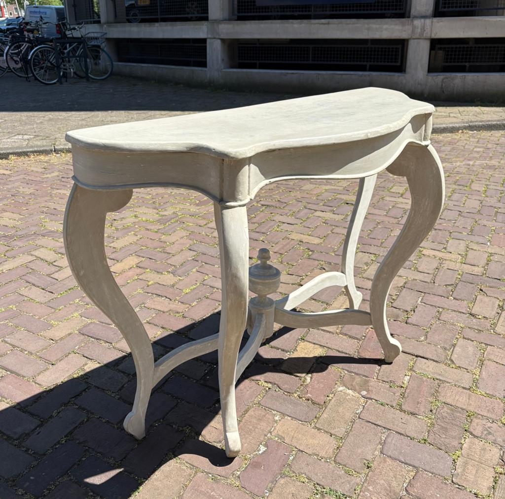Sidetable Muurtafel Haltafel Gangtafel Whitewash Hout, Gebruikt, 100 tot 150 cm, Overige vormen, 25 tot 50 cm