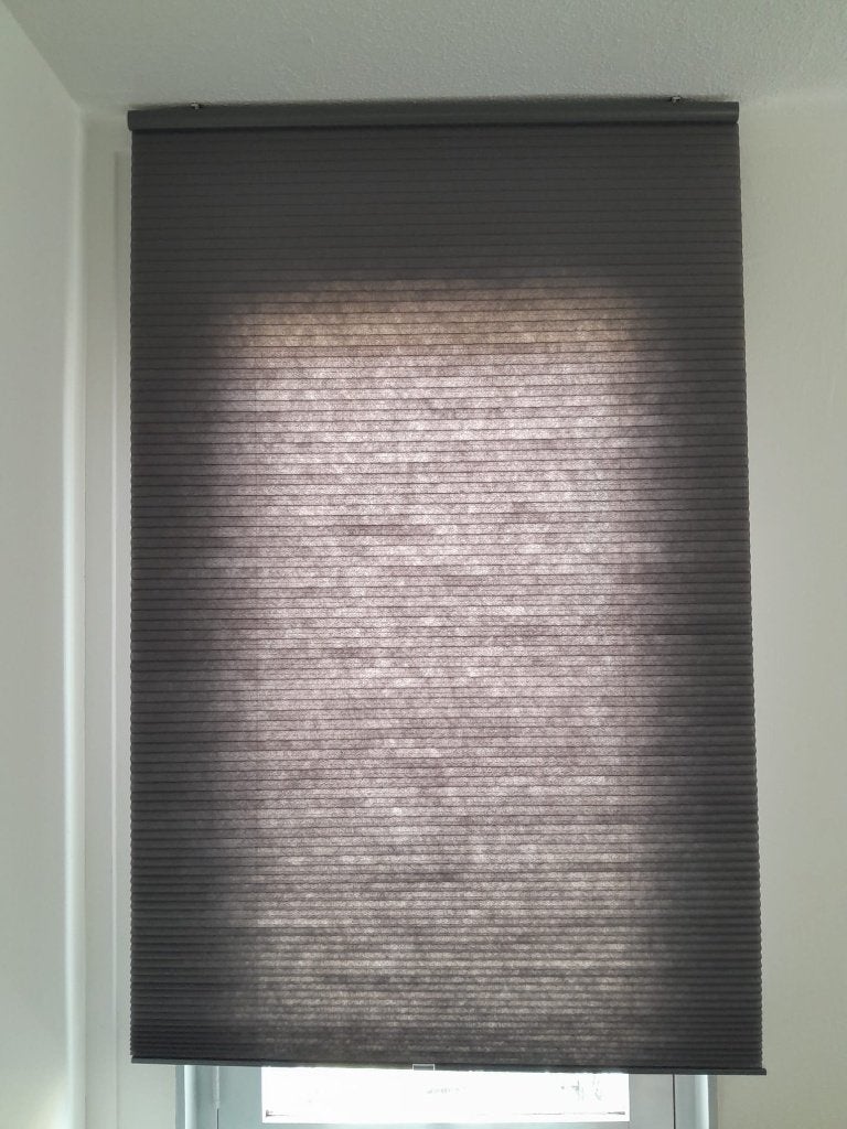 Grijze Plissé Gordijnen, 210 cm, Ophalen of Verzenden, Gordijn, 100 cm