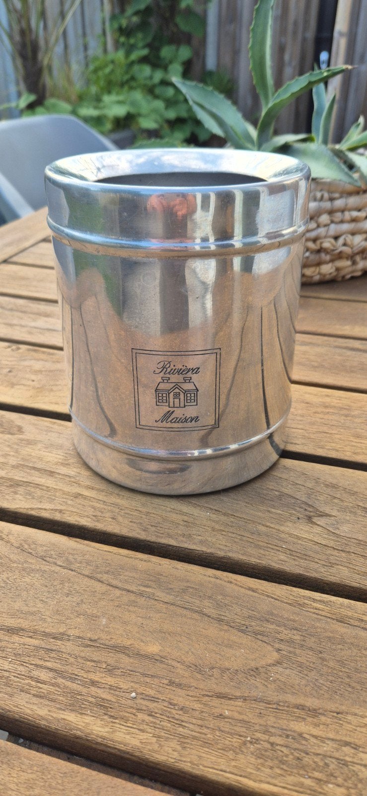 Riviera Maison Pot - Zilverkleurig Metaal, Gebruikt, Ophalen of Verzenden, Landelijk, Metaal