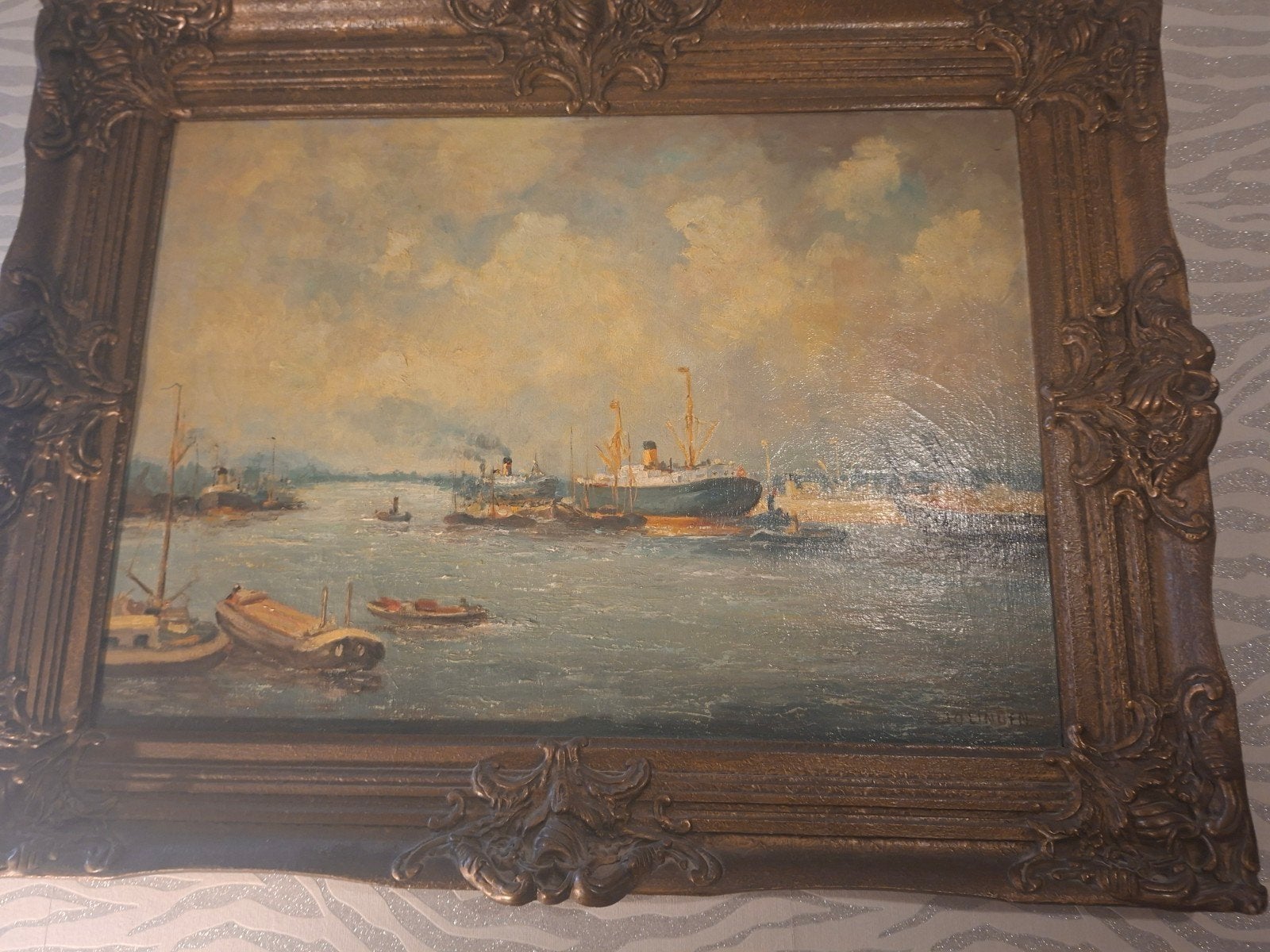 Maritiem schilderij van J.O. Linden - Olieverf op doek, Ophalen, Maritiem / water, Doek, Klassiek