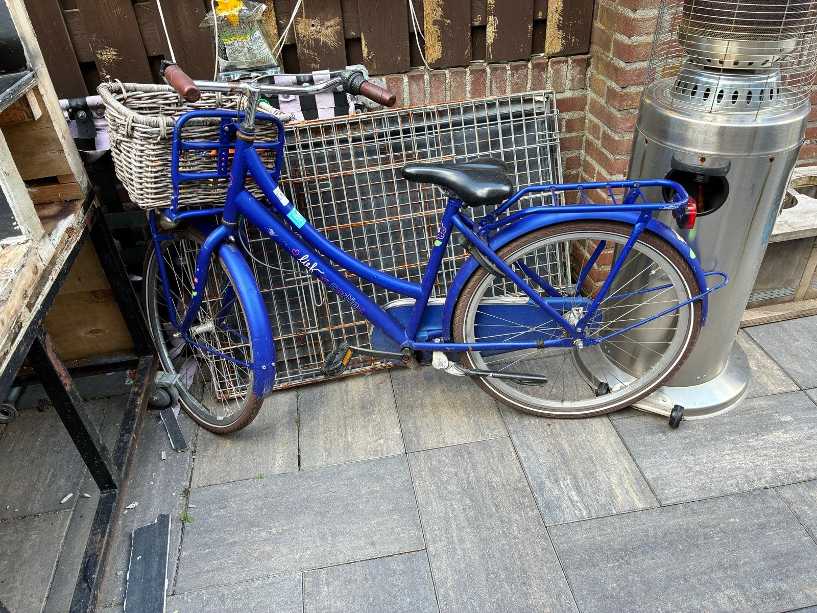 Blauwe damesfiets met mandje, Gebruikt, Velgrem, Versnellingen, Minder dan 47 cm