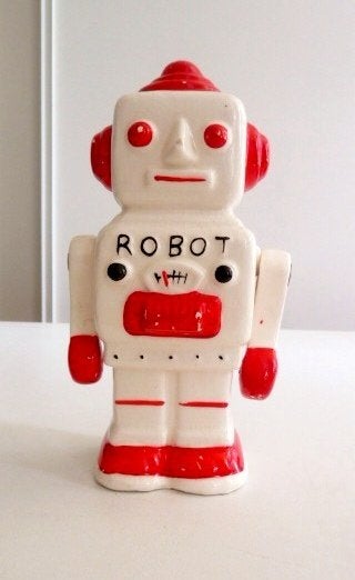 Vintage Robot Spaarpot Aardewerk, Ophalen of Verzenden, Gebruikt, Steen, Aardewerk of Keramiek, Dier