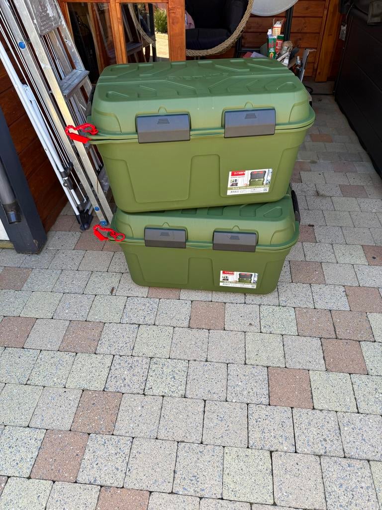 2x Sunware Q-line waterdichte opbergboxen 130L - Nieuw, Doe-het-zelf en Verbouw, Kratten en Dozen, 40 tot 60 cm, 35 tot 50 cm