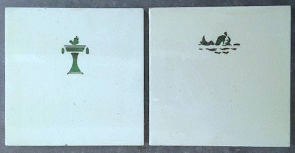 Zeldzame Tegels Porceleyne Fles Art Deco 15 x 15 cm., Antiek en Kunst, Ophalen of Verzenden