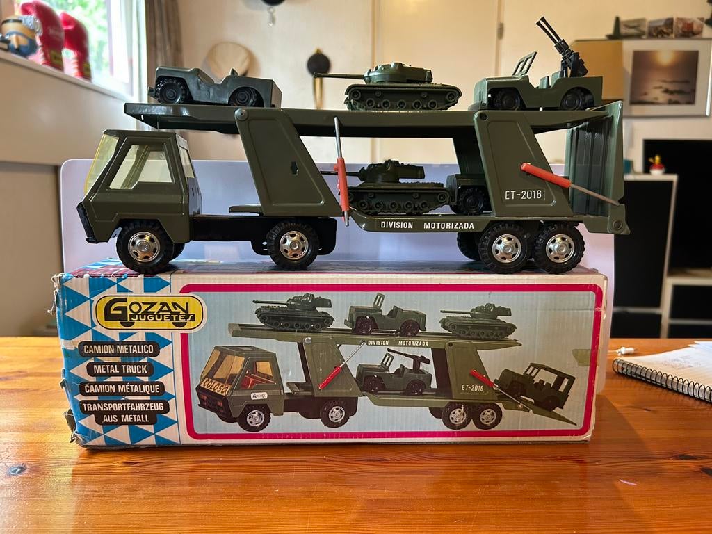Gozan Coloso leger truck vintage diecast met doos, Overige merken, Groter dan 1:32, Ophalen of Verzenden, Zo goed als nieuw
