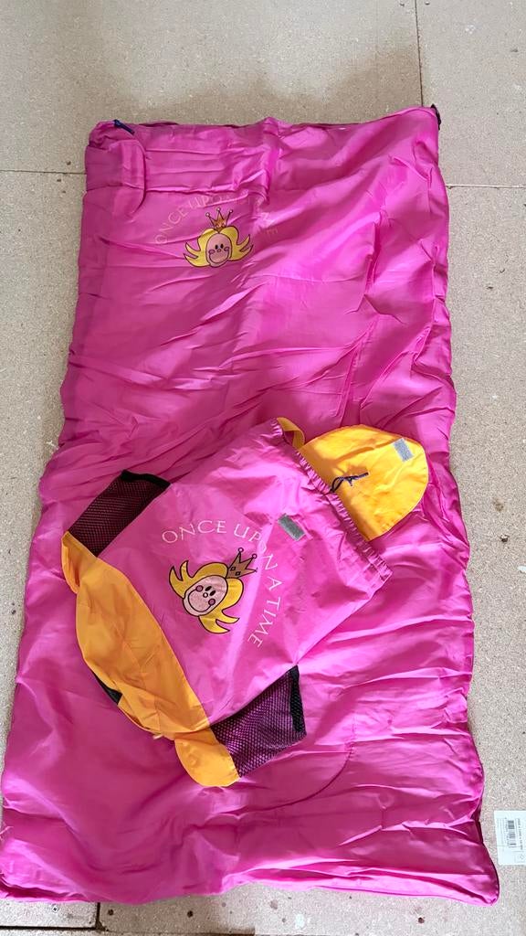 Kinderslaapzak prinses met rugzakhoes - 137 cm, Ophalen, Zo goed als nieuw