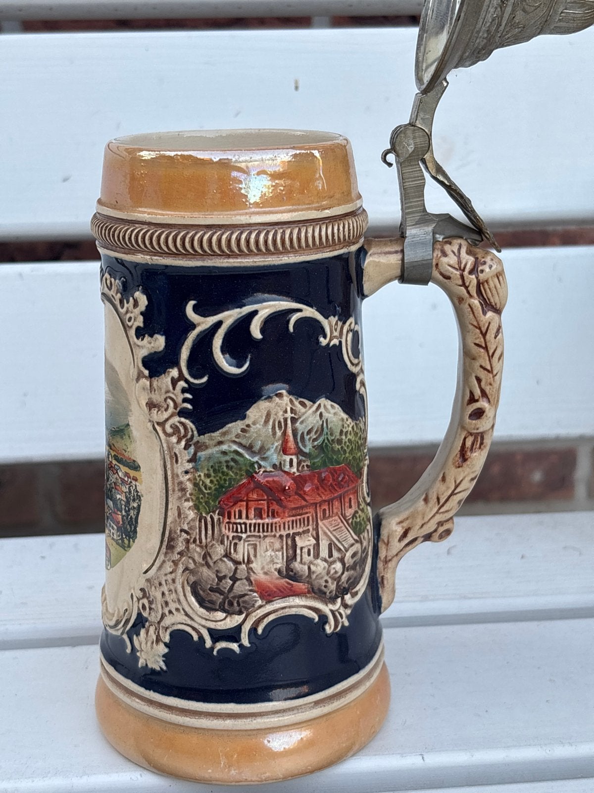 Vintage Bierpul "Original Lerchen" met Kirchberg decor, Ophalen of Verzenden