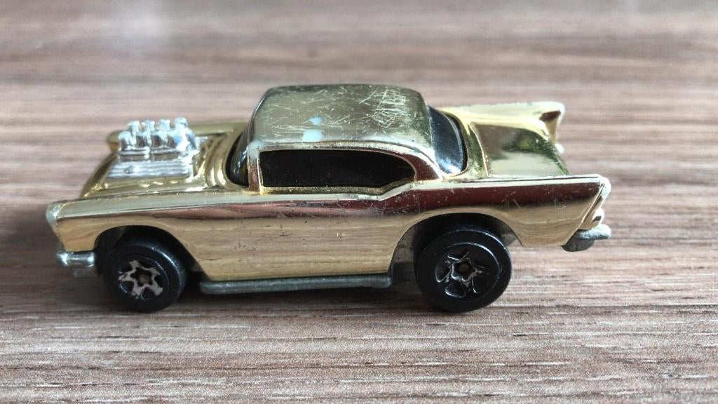 Hot Wheels Chevy Gold Chrome 57 1976, Ophalen of Verzenden, Gebruikt, Auto