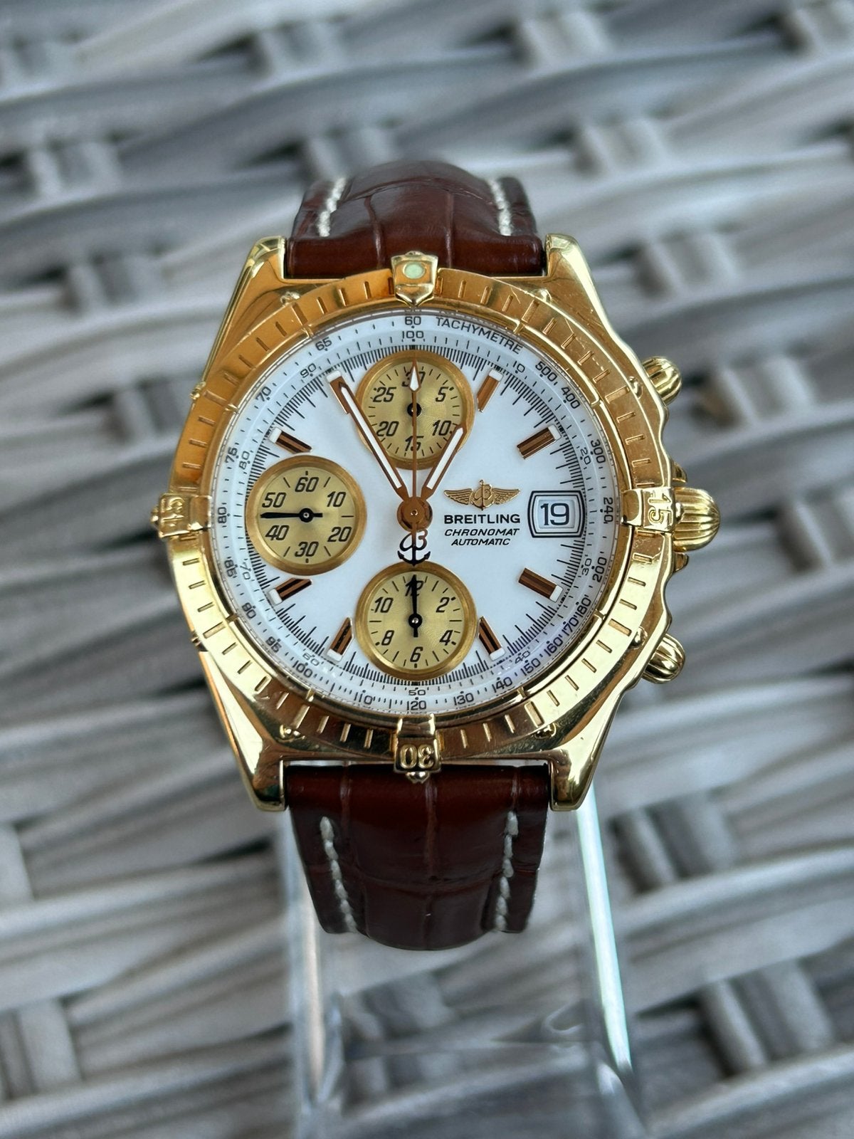 Gouden breitling chronomat GT rolex cartier, Sieraden, Tassen en Uiterlijk, Horloges | Heren, Ophalen, Leer, Breitling, Zo goed als nieuw