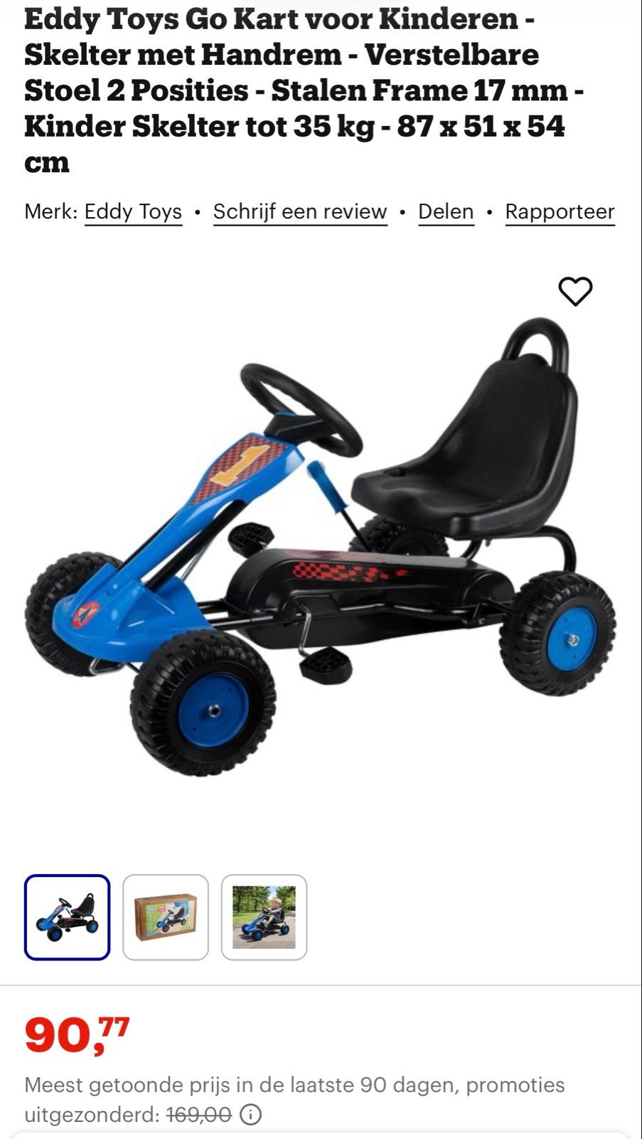 Eddy Toys Go Kart Skelter met Handrem - Verstelbare Stoel, Ophalen, Zo goed als nieuw, Trapvoertuig